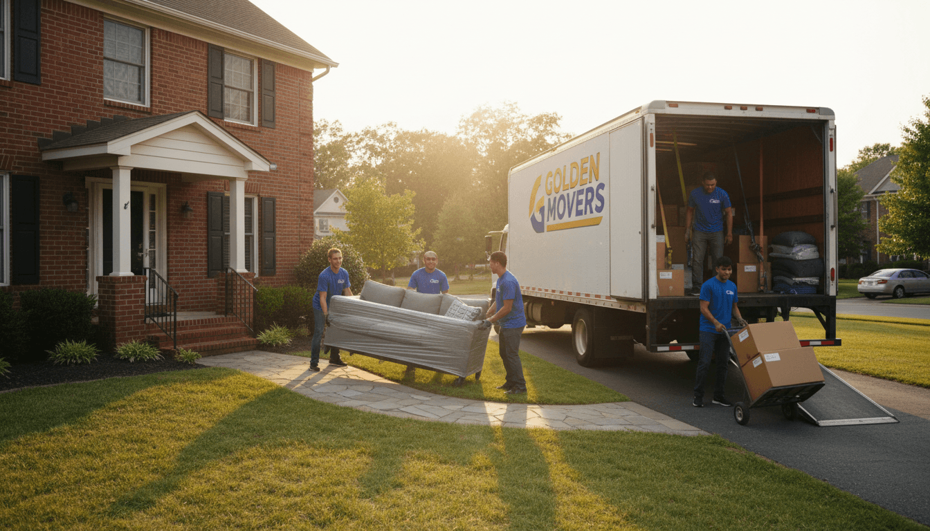 Professional moving crew carefully loading furniture into a moving truck