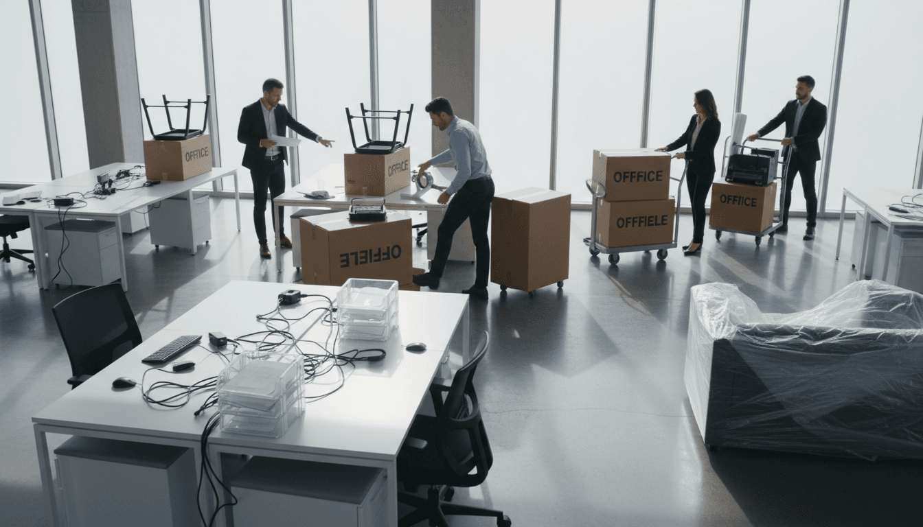 Commercial office relocation with professional packing services
