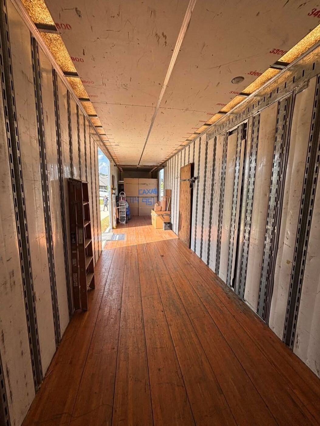 Interior of large moving truck ready for long-distance move across Texas